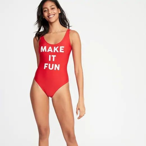 Old Navy Graphic Scoop-Back Swimsuit for Women New - Picture 3 of 5